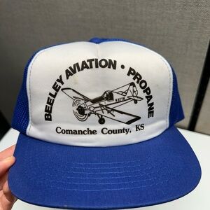 Vintage Blue and White Aviation Trucker Hat